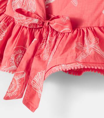 Cycas printed ruffled cotton top | Poupette St Barth Kids