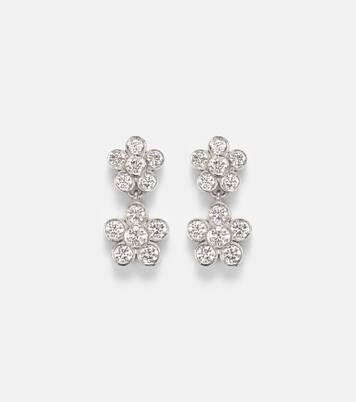 Blossom Daisy Duo 18kt white gold earrings with diamonds | Ileana Makri