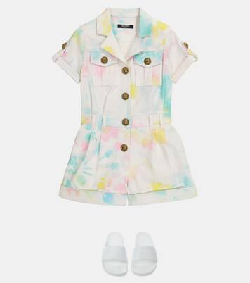 Tie-dye denim playsuit | Balmain Kids