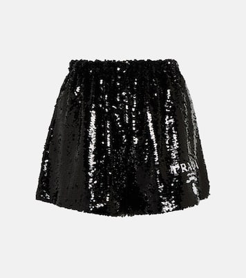 Short à taille haute en soie à sequins | Prada
