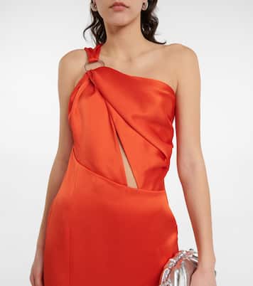 One-Shoulder-Robe aus Satin | Rasario