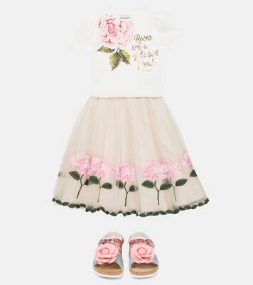 Printed cotton-blend T-shirt | Monnalisa