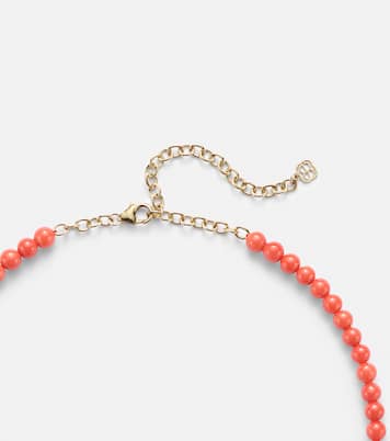 Evil Eye 14kt gold and coral beaded necklace with diamonds | Sydney Evan