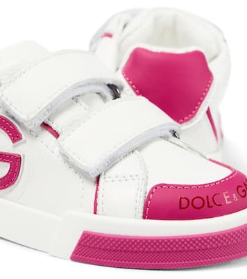 Logo leather low-top sneakers | Dolce&Gabbana Kids