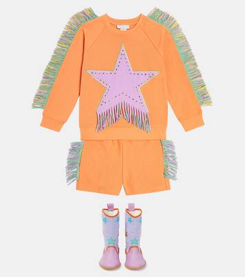 Fringed cotton jersey shorts | Stella McCartney Kids