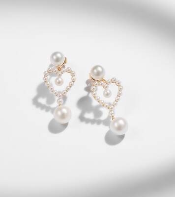 Pendientes Pearl Heart de oro de 14 ct con perlas | Sophie Bille Brahe