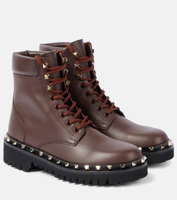 Rockstud leather combat boots | Valentino Garavani