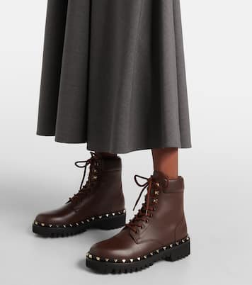 Rockstud leather combat boots | Valentino Garavani