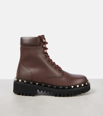 Rockstud leather combat boots | Valentino Garavani