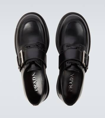 Brushed leather lace-up derbies | Prada