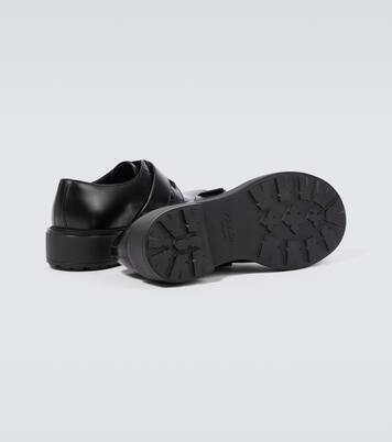 Brushed leather lace-up derbies | Prada