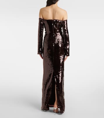 Off-Shoulder-Robe mit Pailletten | Self-Portrait