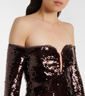 Off-Shoulder-Robe mit Pailletten | Self-Portrait