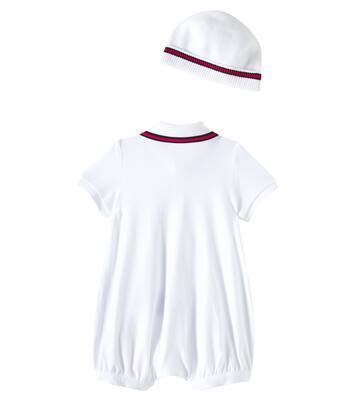 Baby cotton piquet bodysuit and beanie set | Gucci Kids
