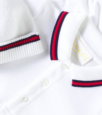 Baby cotton piquet bodysuit and beanie set | Gucci Kids