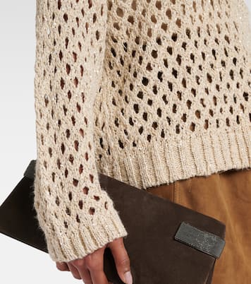 Sequined silk and linen-blend sweater | Brunello Cucinelli