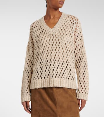 Sequined silk and linen-blend sweater | Brunello Cucinelli