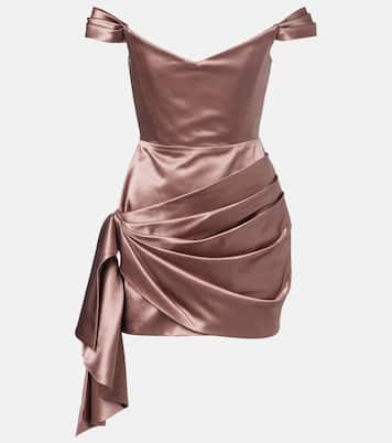 Off-shoulder cotton and silk satin minidress | Alex Perry
