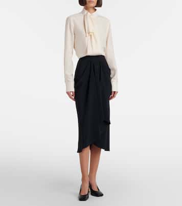 Draped crêpe cady midi skirt | Givenchy