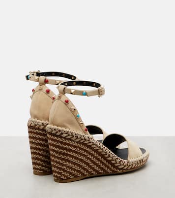 Espadrilles compensées Rockstud 105 en daim | Valentino Garavani