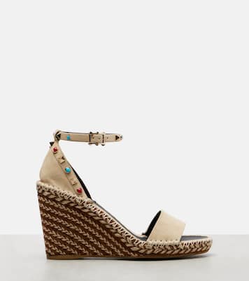 Espadrilles compensées Rockstud 105 en daim | Valentino Garavani