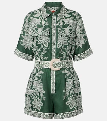 Bedruckter Playsuit Miranda aus Leinen | Farm Rio