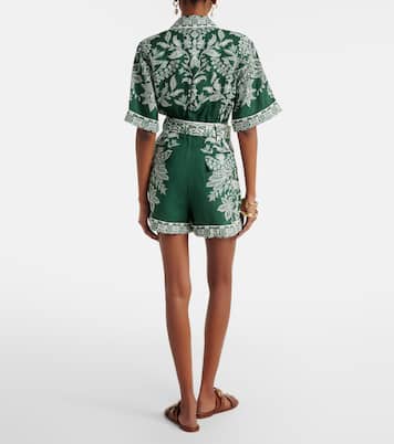 Bedruckter Playsuit Miranda aus Leinen | Farm Rio