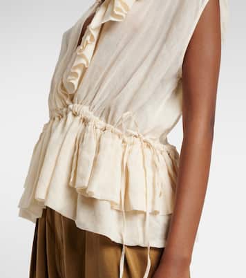 Ruffled peplum ramie top | Dries Van Noten