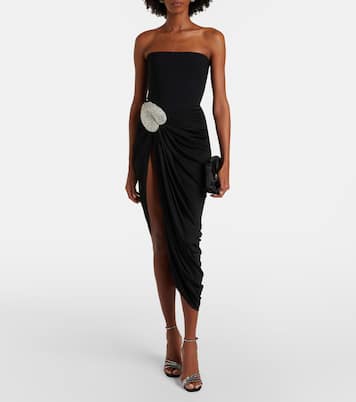 Embellished draped wool-blend corset dress | David Koma