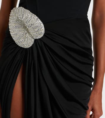 Embellished draped wool-blend corset dress | David Koma