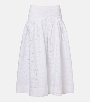 브로드리 앙글레즈 코튼 미디 스커트 | Polo Ralph Lauren