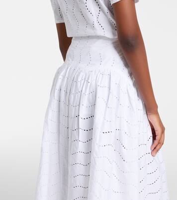 브로드리 앙글레즈 코튼 미디 스커트 | Polo Ralph Lauren