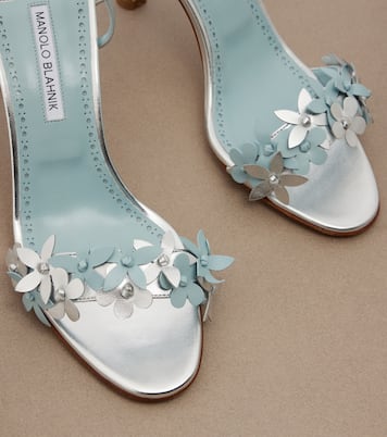 Anista floral-appliqué leather sandals | Manolo Blahnik