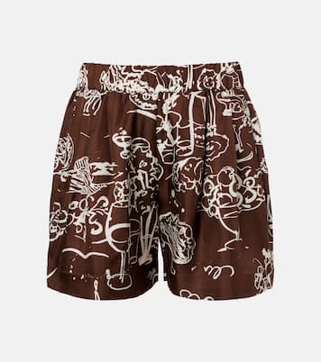 Zurich printed silk twill shorts | Asceno