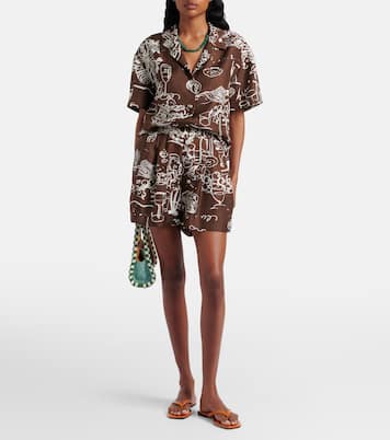 Zurich printed silk twill shorts | Asceno