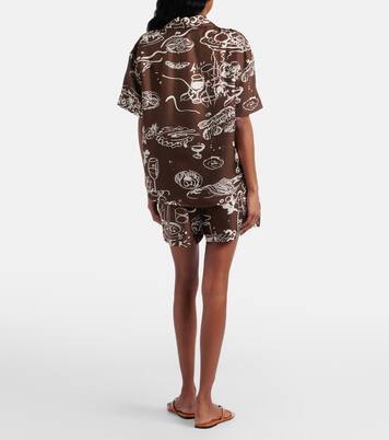 Zurich printed silk twill shorts | Asceno