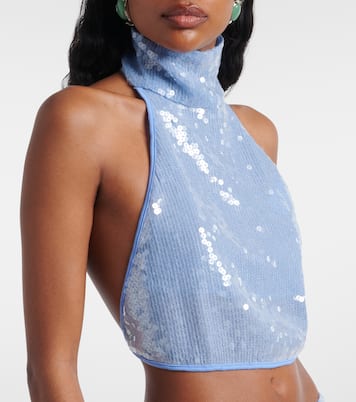 Cropped-Top mit Pailletten | Oséree