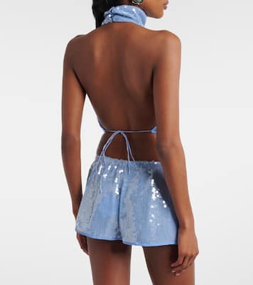 Cropped-Top mit Pailletten | Oséree