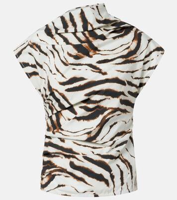 Zebra-print cotton-blend top | Ganni