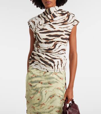 Zebra-print cotton-blend top | Ganni