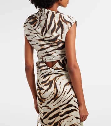 Zebra-print cotton-blend top | Ganni