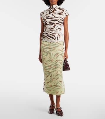 Zebra-print cotton-blend top | Ganni