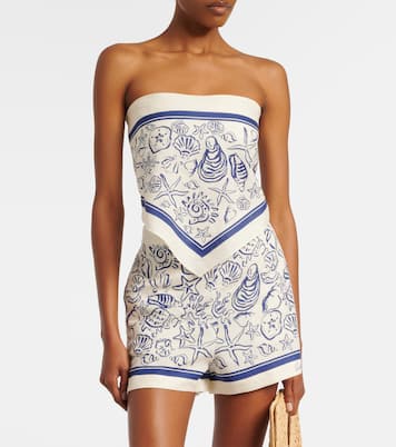 Printed linen-blend bandeau top | Simkhai