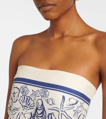 Printed linen-blend bandeau top | Simkhai