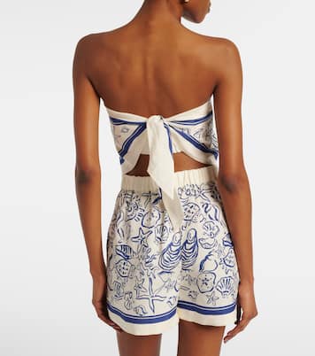 Printed linen-blend bandeau top | Simkhai