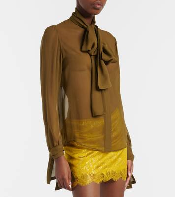Tie-neck silk blouse | Saint Laurent