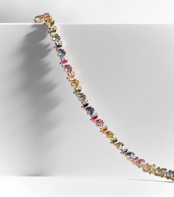 Fireworks 18kt yellow gold bracelet with diamonds and sapphires | Suzanne Kalan