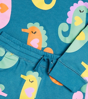 طقم سويت شيرت وشورت من قطن فليس بطبعات | Stella McCartney Kids