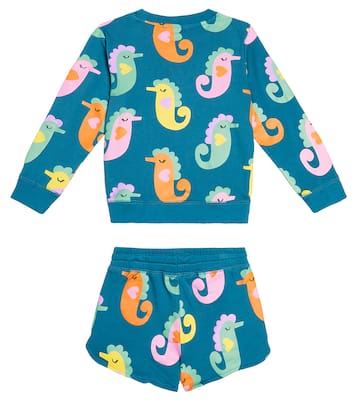 طقم سويت شيرت وشورت من قطن فليس بطبعات | Stella McCartney Kids