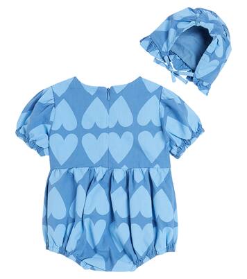 Baby Heart cotton playsuit and sunhat set | Jellymallow
